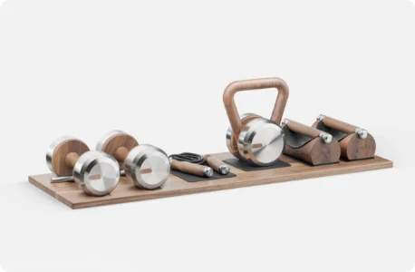 DEHA™ SMALL SET OF FITNESS EQUIPMENT ON A WOODEN STAND​